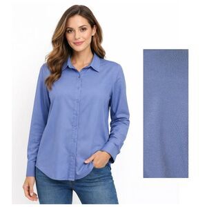 Chico’s Tunic Shirt Size 1 (8) Blue Long Sleeve